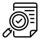 Orange rocket icon launching with blue flames against a white background.